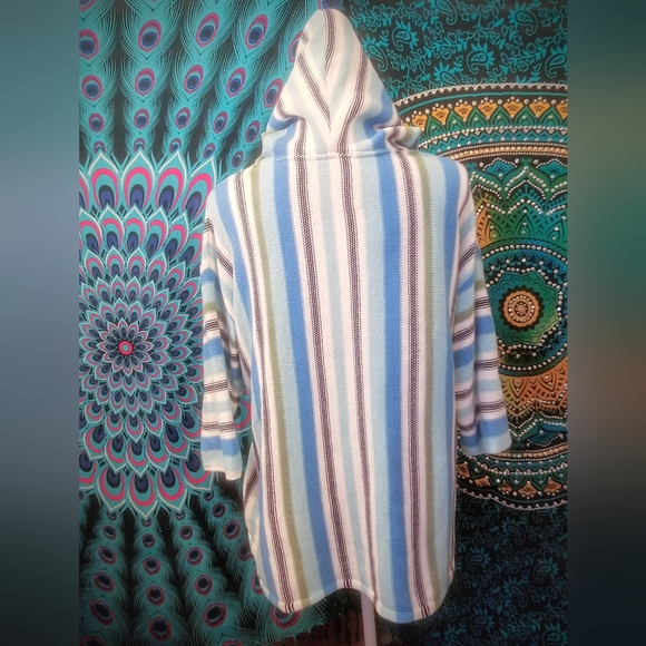 Multicolored Striped 3/4 Sleeve Baja Hoodie - Picture 4 of 8